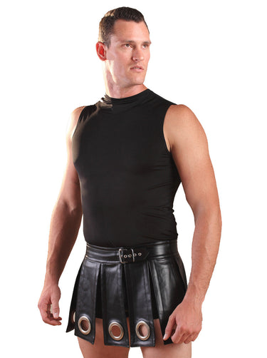 Leather Black Gladiator Kilt - Honour Clothing