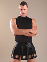 Leather Black Gladiator Kilt - Honour Clothing