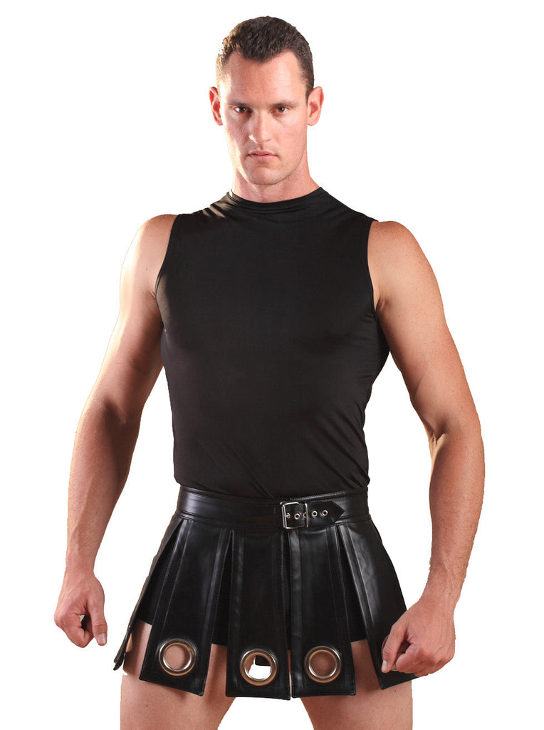 Leather Black Gladiator Kilt - Honour Clothing