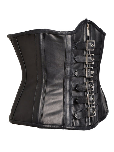 Leather Buckled Underbust Corset - Honour Clothing