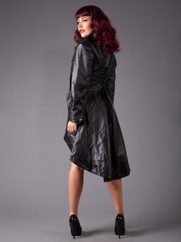 Leather Coat With Corset Detailing - Honour Clothing