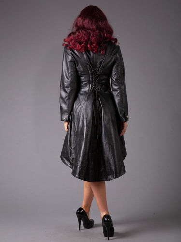 Leather Coat With Corset Detailing - Honour Clothing