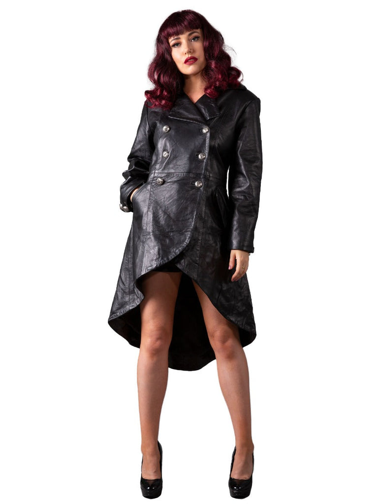 Leather Coat With Corset Detailing - Honour Clothing
