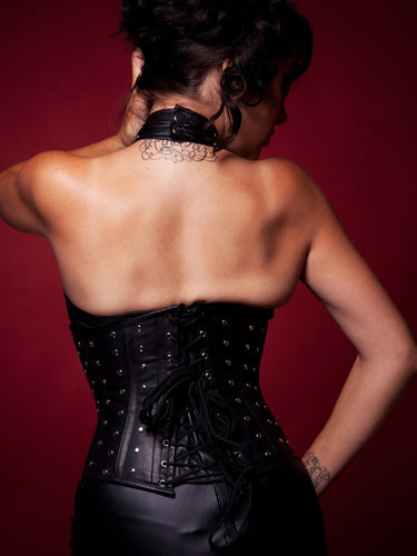 Leather Studded Underbust Corset - Honour Clothing