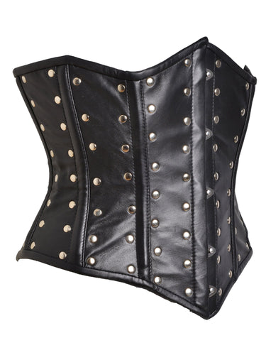 Leather Studded Underbust Corset - Honour Clothing