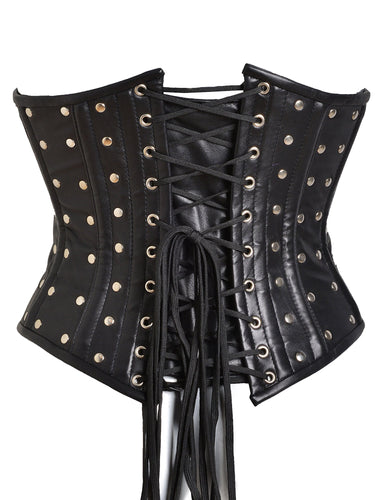 Leather Studded Underbust Corset - Honour Clothing