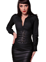 Leather Waist Cincher With Buckle - Honour Clothing