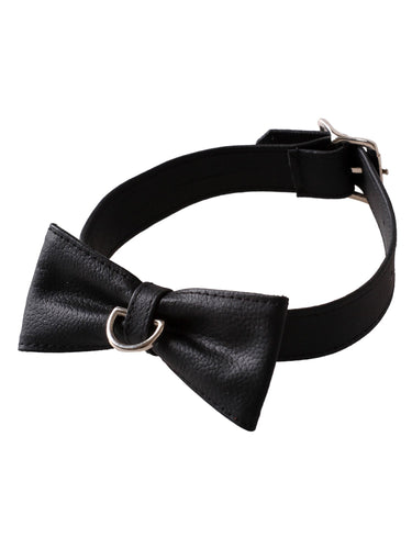 Leather Bow D Ring Choker