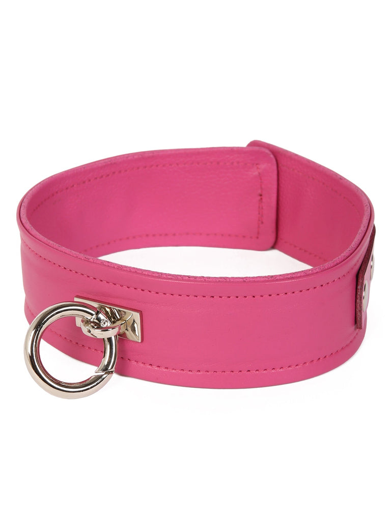 Plain Leather Choker in Pink