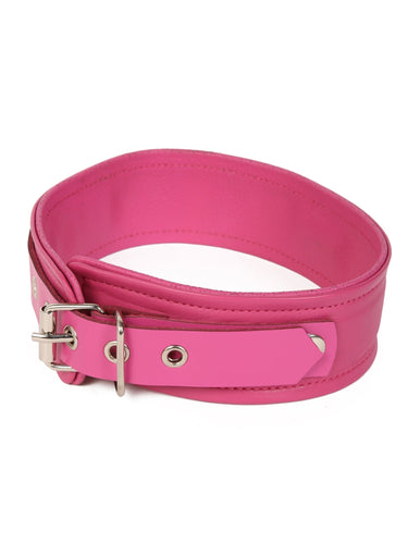 Plain Leather Choker in Pink