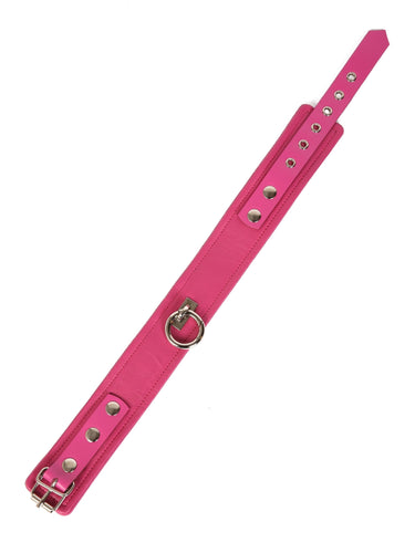 Plain Leather Choker in Pink