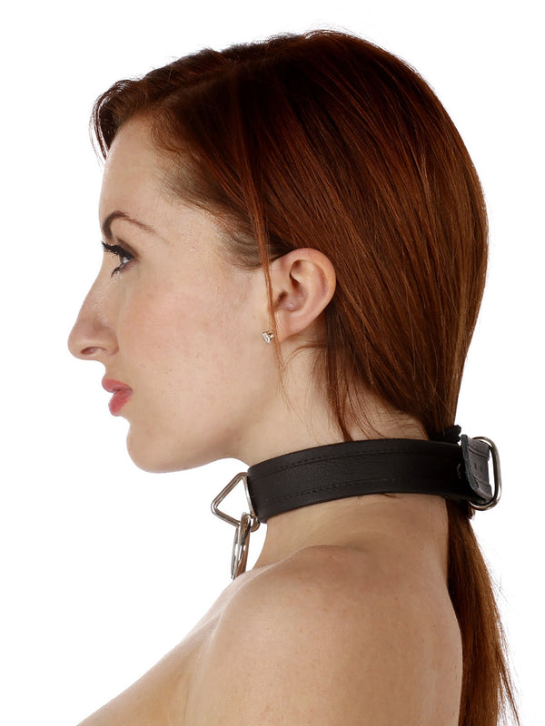 Leather Choker with Chunky O Ring in Black