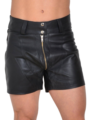Mens 2-Way Zip Leather Shorts - Honour Clothing