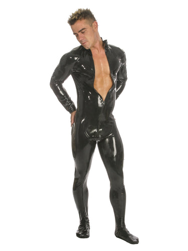 Mens Latex Catsuit Feature Front Zip & Feet - Honour Clothing