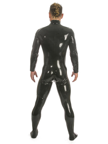 Mens Latex Catsuit Feature Front Zip & Feet - Honour Clothing