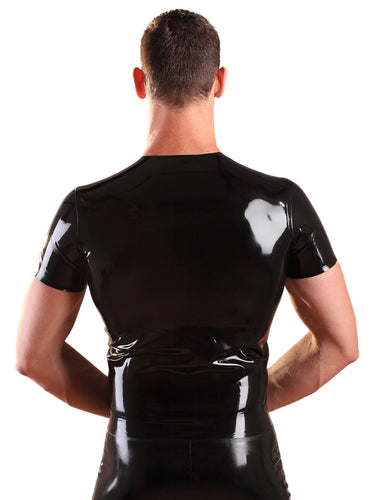 Mens Latex T Shirt With Zip-Top-Honourclothing--Honour Clothing