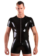 Mens Latex T Shirt With Zip-Top-Honourclothing--Honour Clothing