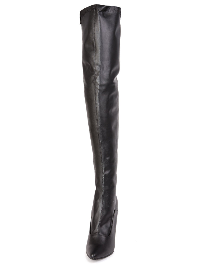Merlo Matte Black Thigh High Boots - Honour Clothing