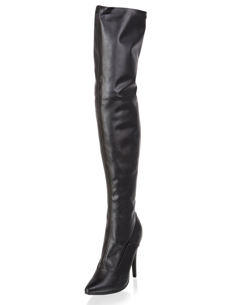 Merlo Matte Black Thigh High Boots - Honour Clothing