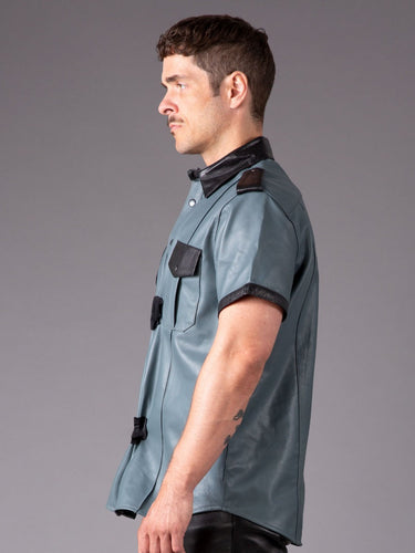 Metal Press Studs Leather Shirt - Honour Clothing