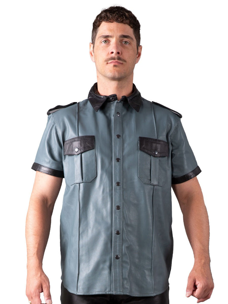 Metal Press Studs Leather Shirt - Honour Clothing