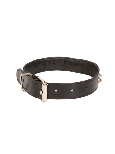 Black Leather Choker with Conical Studs and Removable O Ring