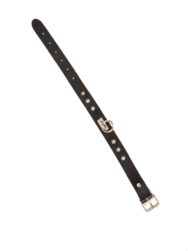 Black Leather Choker with Conical Studs and Removable O Ring