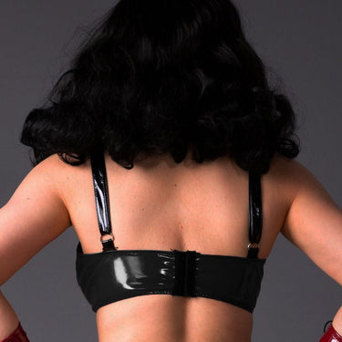 PVC Bordeaux Burgundy Bra With Black Trim - Honour Clothing