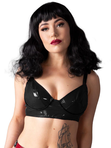 PVC Bordeaux Burgundy Bra With Black Trim - Honour Clothing