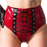 PVC Bordeaux Burgundy Lace Up Knickers - Honour Clothing