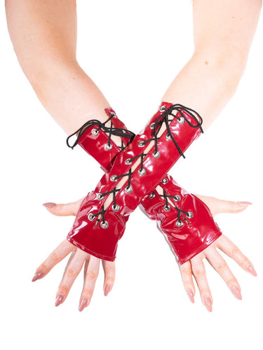 PVC Burgundy Gauntlet Gloves - Honour Clothing