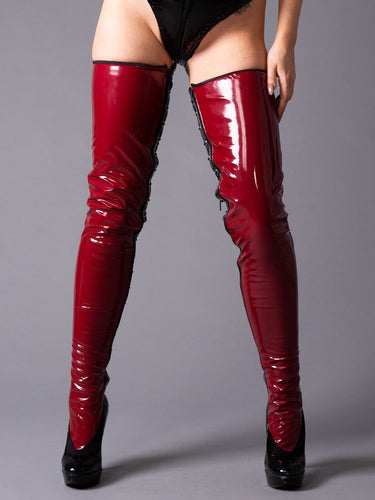 PVC Burgundy Gloss Bedboots - Honour Clothing