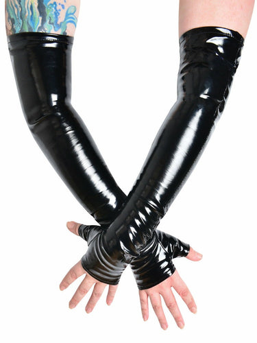 PVC Fingerless Long Gloves - Honour Clothing