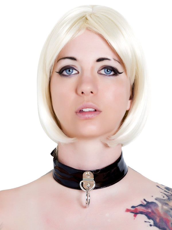 Wide PVC Choker With O Ring in Burgundy - Honour Clothing