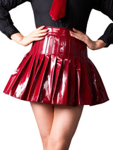 Pleated PVC Burgundy Skirt - Honour Clothing