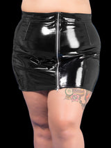 Plus Size Black PVC Zipped Skirt - Honour Clothing