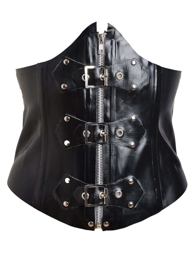 Plus Size Buckled Latex Corset - Honour Clothing