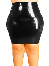 Plus Size Latex Classic Black Pencil Skirt - Honour Clothing