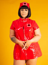 Plus Size PVC Red Delphine Dress - Honour Clothing