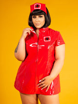 Plus Size PVC Red Delphine Dress - Honour Clothing