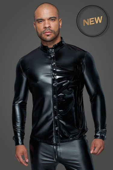 Powerwetlook Shirt With Front PVC Panel - Honour Clothing