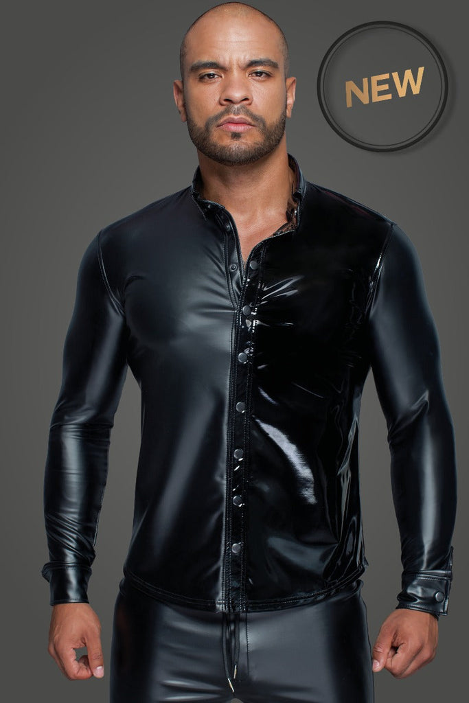 Powerwetlook Shirt With Front PVC Panel - Honour Clothing