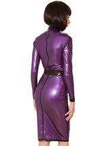 Purple Buckled Latex Dress - Honour Clothing