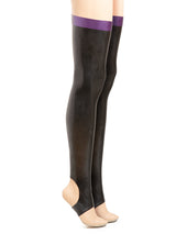 Purple Latex Footless Stockings With A Rear Seam - Honour Clothing