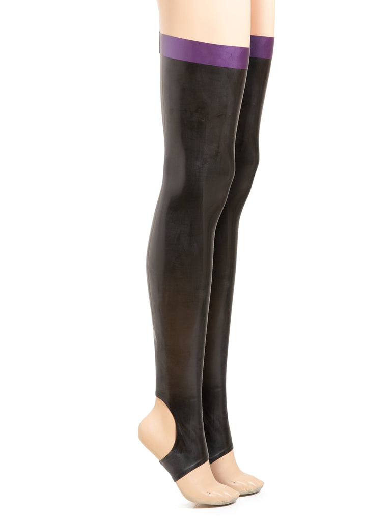 Purple Latex Footless Stockings With A Rear Seam – Honour Clothing