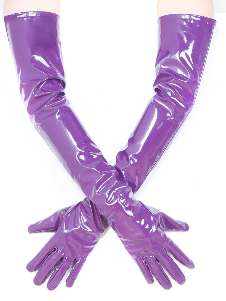 Purple PVC Long Gloves - Honour Clothing
