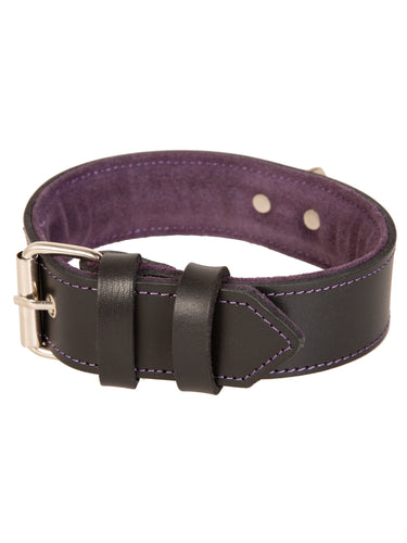 Leather Suede Lined Choker in Black & Purple