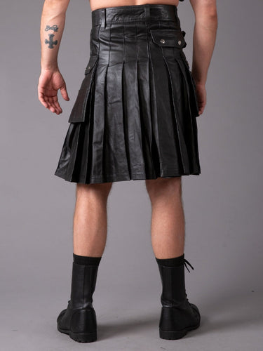 Rear Pleats Leather Kilt - Honour Clothing