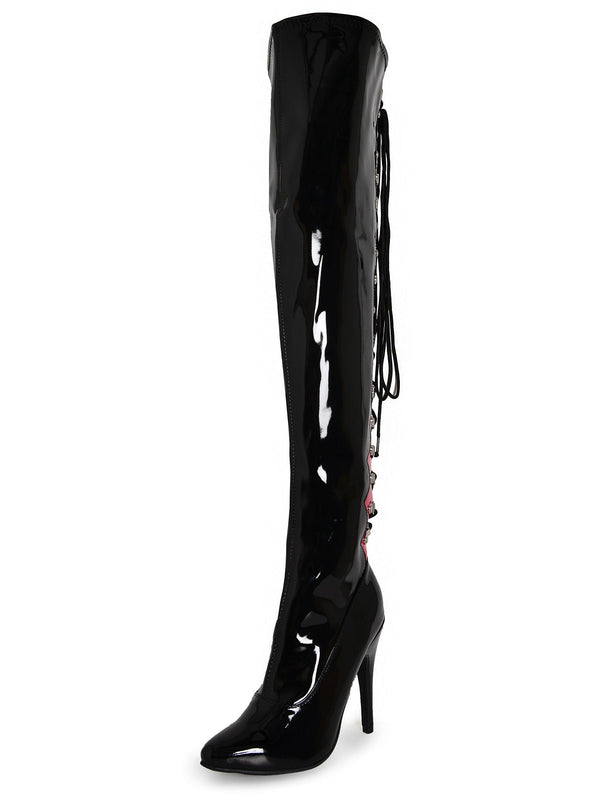 Red & Black Empress Thigh Boots - Honour Clothing