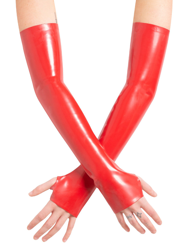 Red Latex Elbow Gauntlets - Honour Clothing
